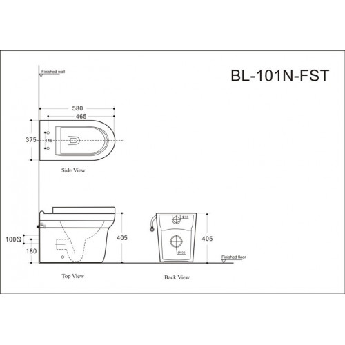 Приставной унитаз Aquanet Nova-F BL-101N-FST (203340) Rimless, с крышкой-сиденьем Soft Close - Slimseat BL-005, безободковый-1