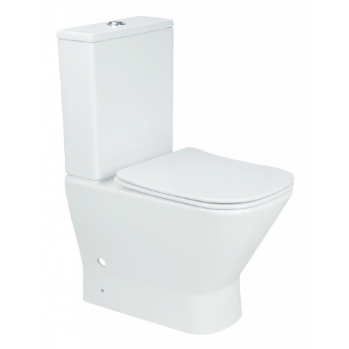 Напольный безободковый унитаз Aquanet Fine-C Rimless с бачком, крышка микролифт, Slimseat, белый, 273786/273787