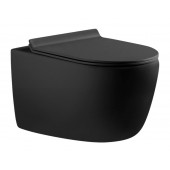 Подвесной безободковый унитаз Aquanet Cetus-BW Rimless, крышка микролифт, Slimseat, черный, 287008