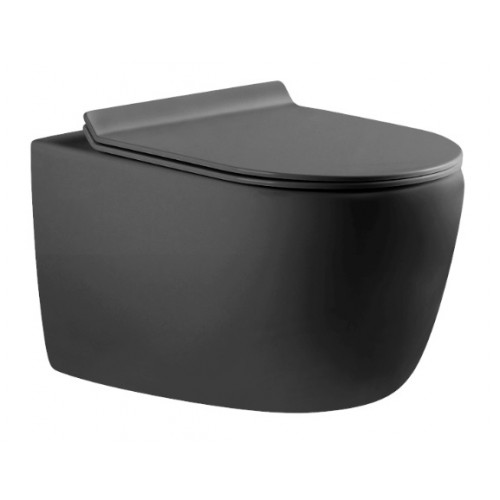 Подвесной безободковый унитаз Aquanet Cetus-GW Rimless, крышка микролифт, Slimseat, серый, 287009