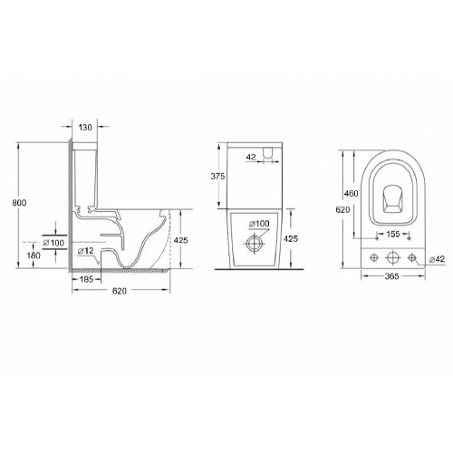 Напольный унитаз Aquanet Cube 2-C CL-12288 (240208) безободковый с бачком 2-C-1 CL-12288-1 (240209) с крышкой-сиденьем Soft Close - Slimseat-1