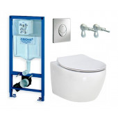 Инсталляция Grohe 38721001, с безободковым унитазом BelBagno Prospero BB507B, сиденье микролифт, комплект