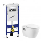 Инсталляция Geberit с безободковым унитазом BelBagno Loto BB070CHR, сиденье микролифт, комплект 294191