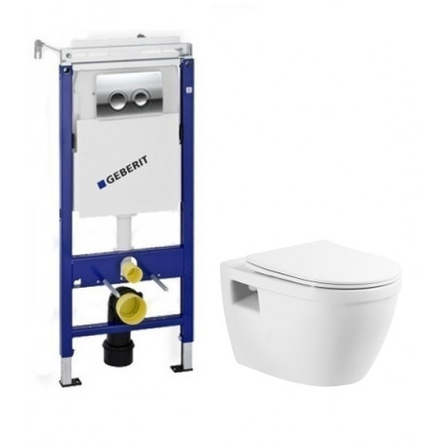 Инсталляция Geberit с безободковым унитазом BelBagno Loto BB070CHR, сиденье микролифт, комплект 294191