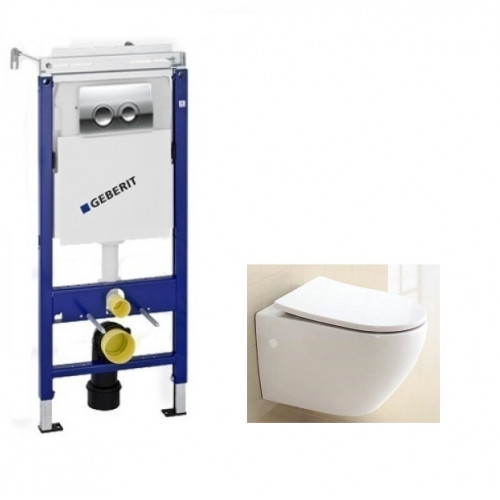 Инсталляция Geberit с безободковым унитазом BelBagno Sfera-R BB513CH, сиденье микролифт, комплект 294385