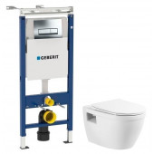 Инсталляция Geberit с безободковым унитазом BelBagno Loto BB070CHR, сиденье микролифт, комплект 294192