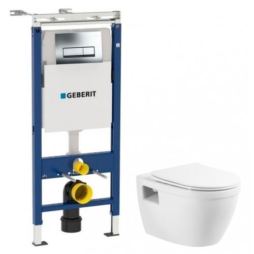 Инсталляция Geberit с безободковым унитазом BelBagno Loto BB070CHR, сиденье микролифт, комплект 294192