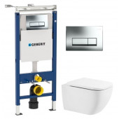 Инсталляция Geberit с унитазом BelBagno Alpina BB10100CHR, сиденье микролифт, комплект 458.125.21.1/BB10100CHR/BB309SC