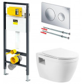 Инсталляция Viega с безободковым унитазом BelBagno Loto BB070CHR, комплект