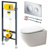 Инсталляция Viega 792855 с безободковым унитазом BelBagno Sfera-R BB513CH, сиденье микролифт, комплект