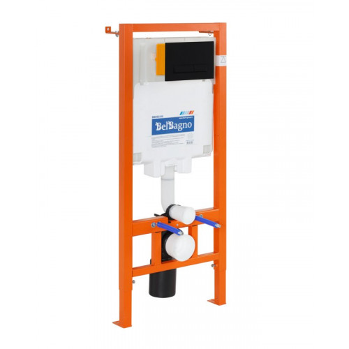 Инсталляция BelBagno с унитазом BelBagno Kraft BB064CHR, тонкое сиденье с микролифтом, клавиша черная матовая, комплект 4 в 1-1