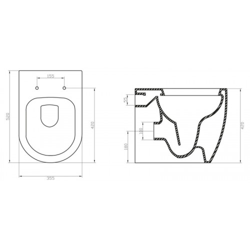 Приставной унитаз BelBagno Marino BB105CBR, безободковый-1