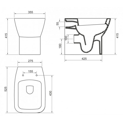 Приставной унитаз BelBagno Lago BB128CB-1