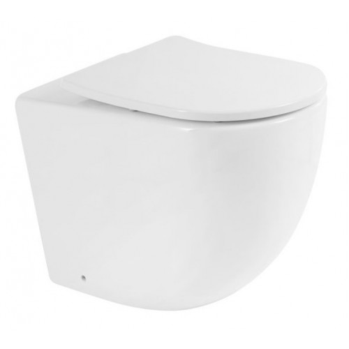 Приставной безободковый унитаз (чаша) BelBagno Sfera-R, белый, P-trap BB2141CBR