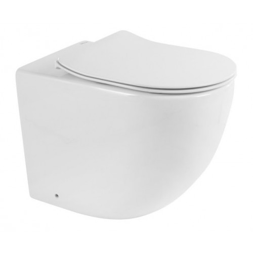 Приставной безободковый унитаз (чаша) BelBagno Sfera-R, белый, P-trap BB2141CBR-3