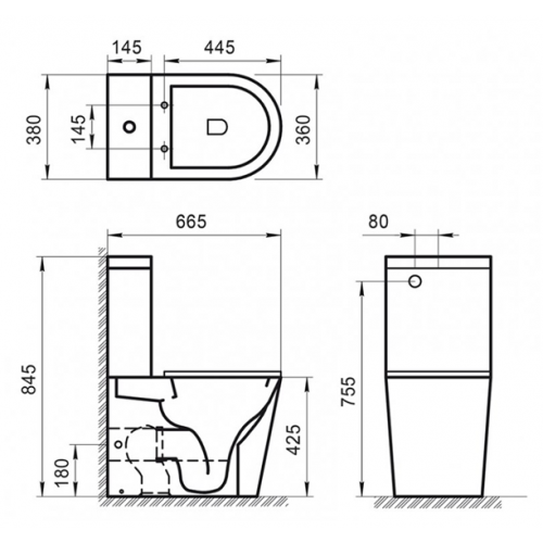 Напольный унитаз BelBagno Sfera-R, безободковый P-trap BB2141CPR-1