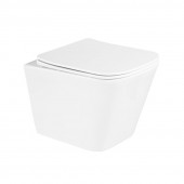 Унитаз подвесной BelBagno DUE, безободковый, крышка микролифт, белый, BB3103CHR/SC