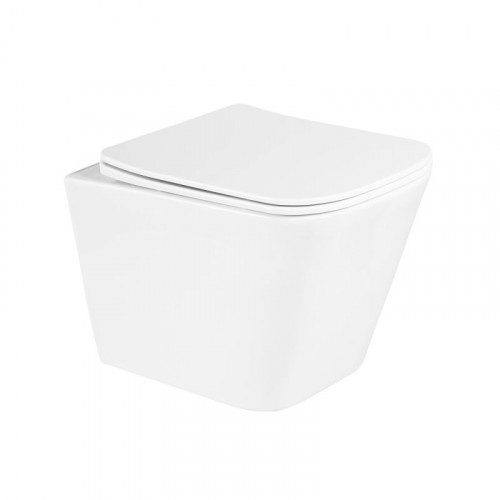 Унитаз подвесной BelBagno DUE, безободковый, крышка микролифт, белый, BB3103CHR/SC