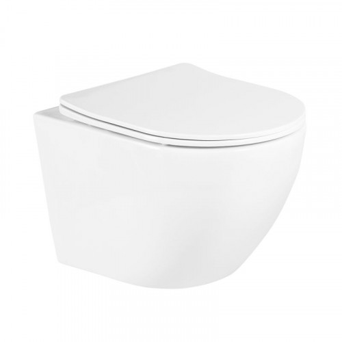 Унитаз подвесной BelBagno UNO, безободковый, сиденье soft close, белый, BB3105CHR/SC