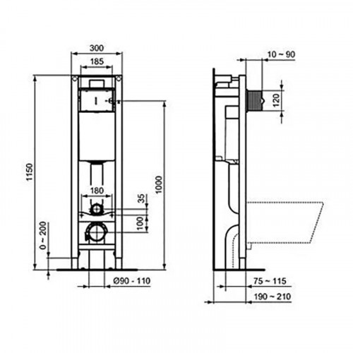 Инсталляция Ideal Standard узкая с унитазом BelBagno Amanda BB051CHR, сиденье микролифт, комплект-5
