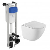 Инсталляция Ideal Standard узкая с унитазом BelBagno Amanda BB051CHR, сиденье микролифт, комплект