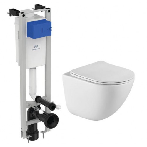 Инсталляция Ideal Standard узкая с унитазом BelBagno Amanda BB051CHR, сиденье микролифт, комплект