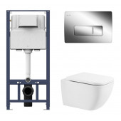 Инсталляция Am.Pm с унитазом BelBagno Alpina BB10100CHR, сиденье микролифт клавиша хром, комплект