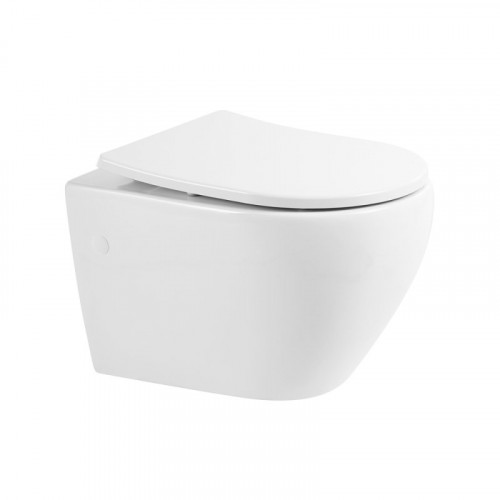 Инсталляция Am.Pm с безободковым унитазом BelBagno Sfera-R BB513CH, сиденье микролифт клавиша белая, комплект-1