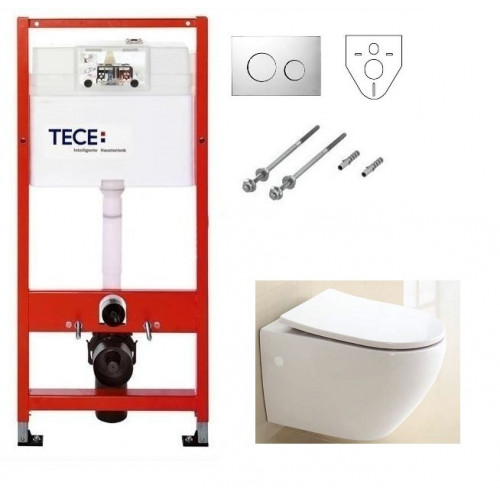 Инсталляция Tece с безободковым унитазом BelBagno Sfera-R BB513CH, сиденье микролифт, комплект 294391