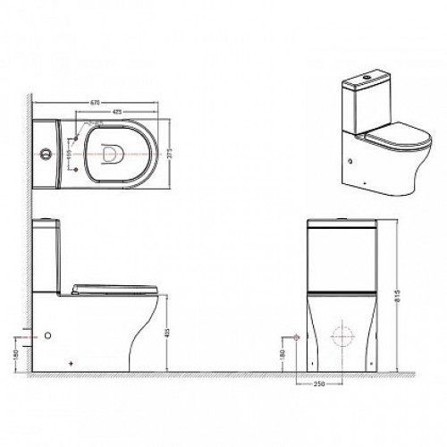 Напольный унитаз Bravat Rael CX01016UW-PA крышка микролифт-4