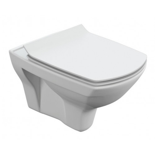 Подвесной безободковый унитаз Cersanit Carina XL Clean On DPL EO slim, крышка-сиденье с микролифтом, белый, S-MZ-CARINA-XL-COn-S-DL-w, 62955