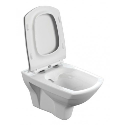 Подвесной безободковый унитаз Cersanit Carina XL Clean On DPL EO slim, крышка-сиденье с микролифтом, белый, S-MZ-CARINA-XL-COn-S-DL-w, 62955-4