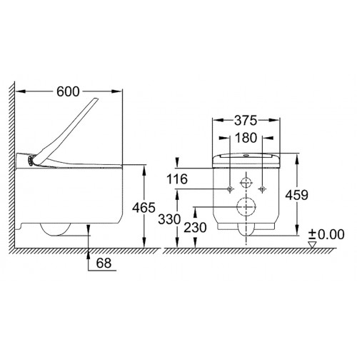 Инсталляция Grohe с безободковым унитазом Sensia Arena, 120172, с функцией биде, клавиша цвет хром глянцевый, комплект-4