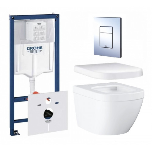 Инсталляция Grohe с безободковым унитазом Grohe Euro Ceramic 39206000, сиденье микролифт, комплект