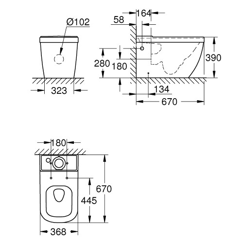 Напольный унитаз, безободковый Grohe Euro Ceramic 3933800H-2