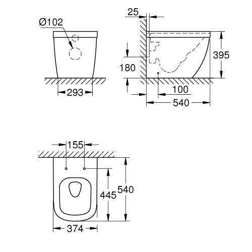 Приставной унитаз Grohe Euro Ceramic 39339000, безободковый-1