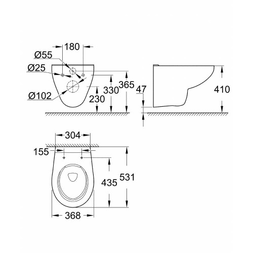 Подвесной унитаз Grohe Bau Ceramic 39427000, безободковый-1