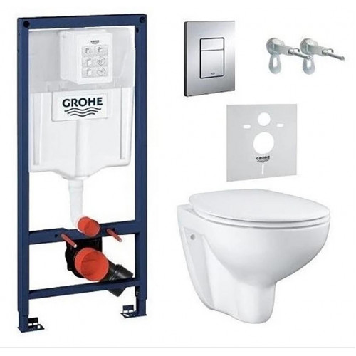 Инсталляция Grohe Bau Ceramic с безободковым унитазом, сиденье микролифт, комплект, 39586000-1