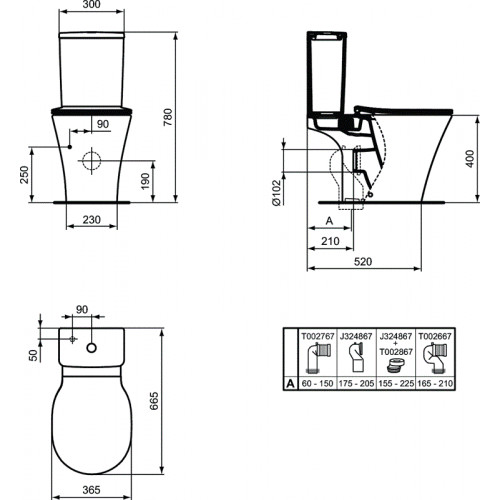 Напольный унитаз, безободковый Ideal Standard Connect Air AquaBlade® E009701-8