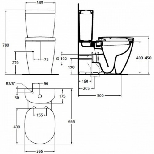 Напольный унитаз Ideal Standard Connect AquaBlade® E039701 с бачком E797001, безободковый-6