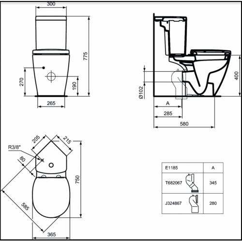 Напольный унитаз угловой Ideal Standard Connect E119501-1