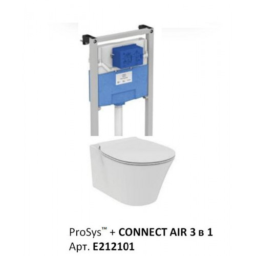 Инсталляция Ideal Standard ProSys E212101 с унитазом Connect Air AquaBlade E005401, сиденье микролифт, комплект