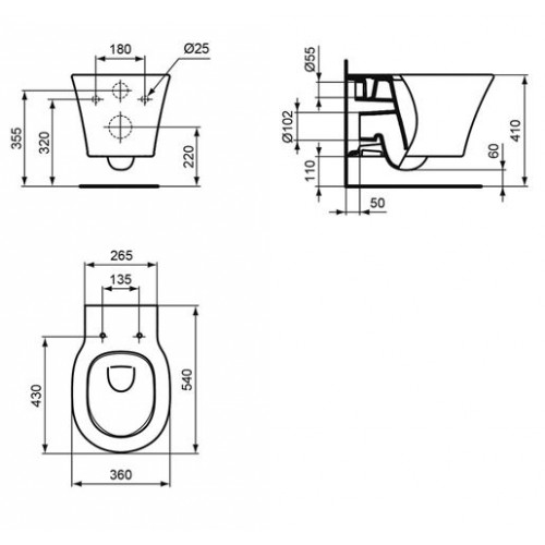 Инсталляция Ideal Standard с унитазом Connect Air AquaBlade E005401, сиденье микролифт, комплект (E212801)-5