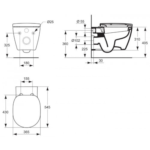 Подвесной унитаз Ideal Standard Connect без сиденья, белый, E8035MA-1