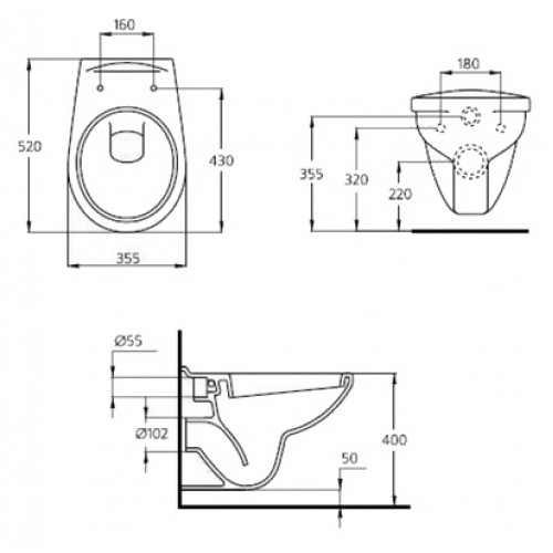 Подвесной унитаз Ideal Standard Ecco-Eurovit без сиденья, белый, E876901-1