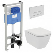 Инсталляция Ideal Standard Prosys с кнопкой, с унитазом Ideal Standard i.life B RimLS+, сиденье микролифт, комплект, IP001401