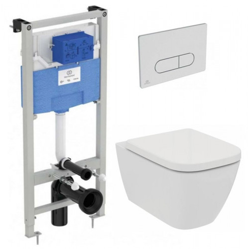 Инсталляция Ideal Standard Prosys с кнопкой, с унитазом Ideal Standard i.life B RimLS+, сиденье микролифт, комплект, IP001401