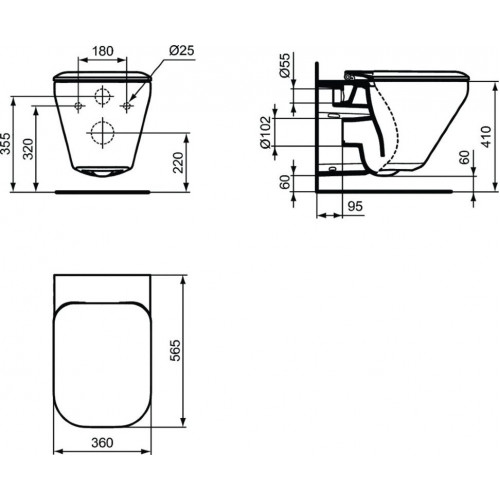 Подвесной унитаз Ideal Standard Tonic II AquaBlade с сиденьем, белый, K316601/K7064-1