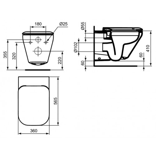 Инсталляция Ideal Standard Prosys Frame 120 M с унитазом Tonic II Rimless K316501, сиденье микролифт, комплект, K316701PT15-3