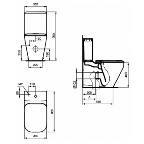 Напольный унитаз Ideal Standard Tonic II AquaBlade белый, сиденье микролифт, K316901/K404901/K7065-1